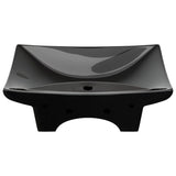 Lavabo rectangulaire en céramique noir de luxe avec trop-plein et trou