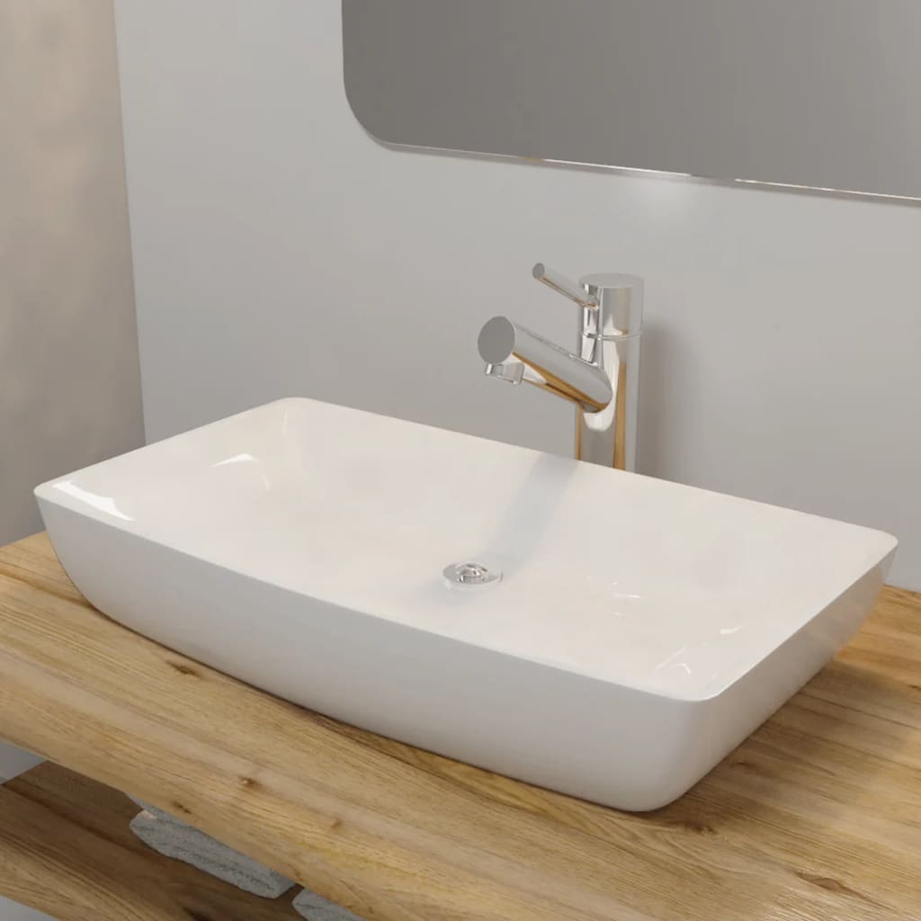 Lavabo rectangulaire Céramique Blanc 71 x 39 cm