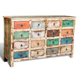 Armoire avec 16 tiroirs Bois massif de récupération Multicolore