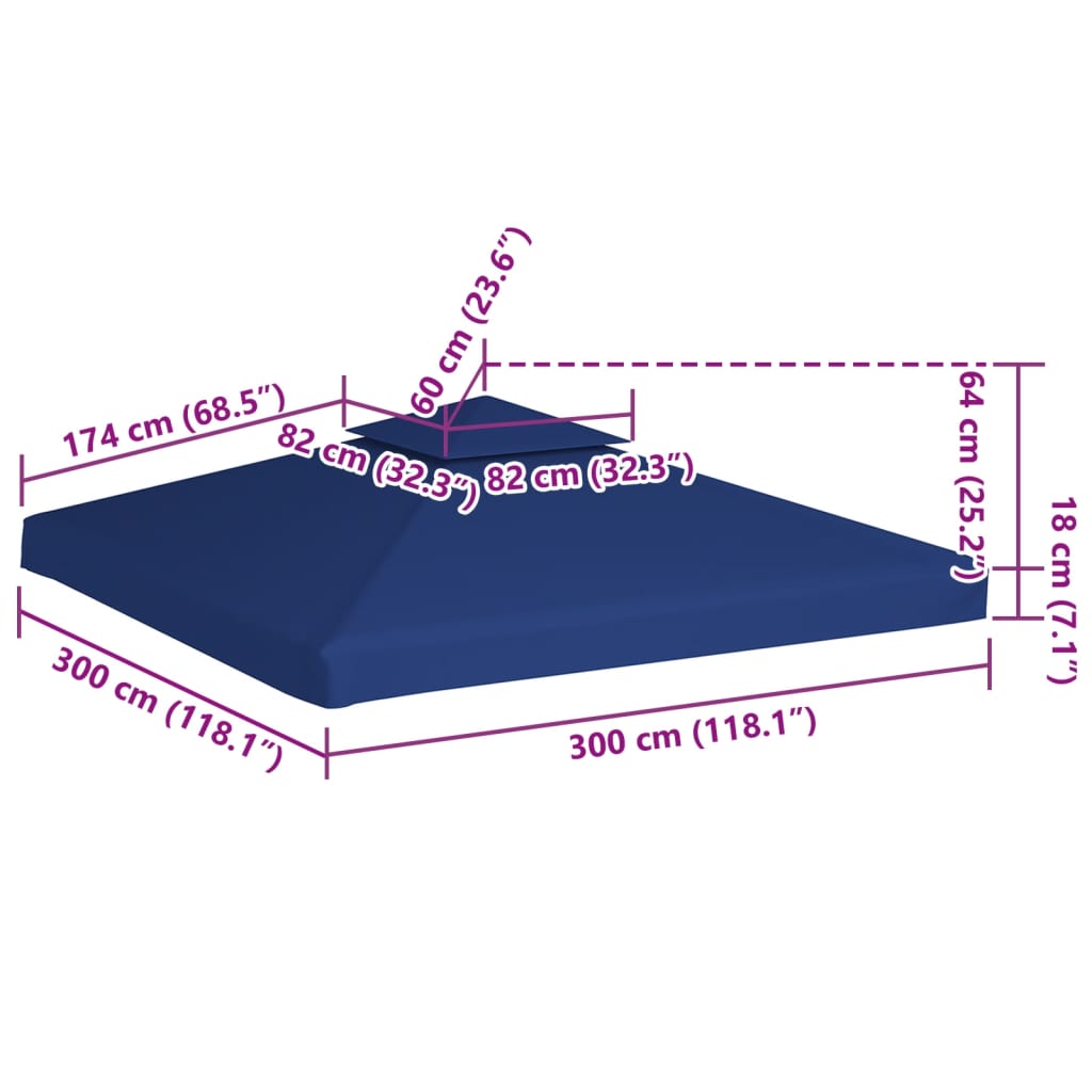 Recouvrement de remplacement d'auvent 310 g/m² 3x3 m Bleu foncé