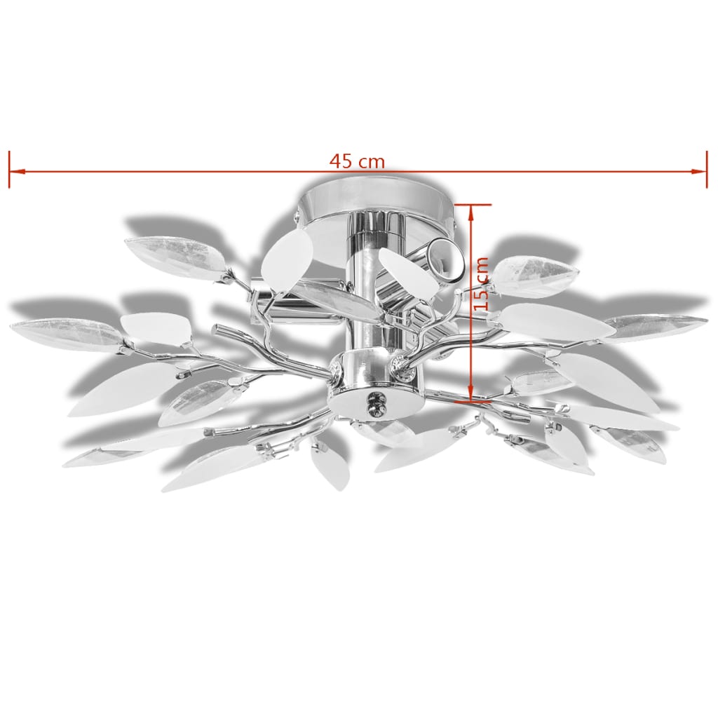 Acrylic Leaf Shaped Ceiling Light and Arm 3 E14 Bulbs