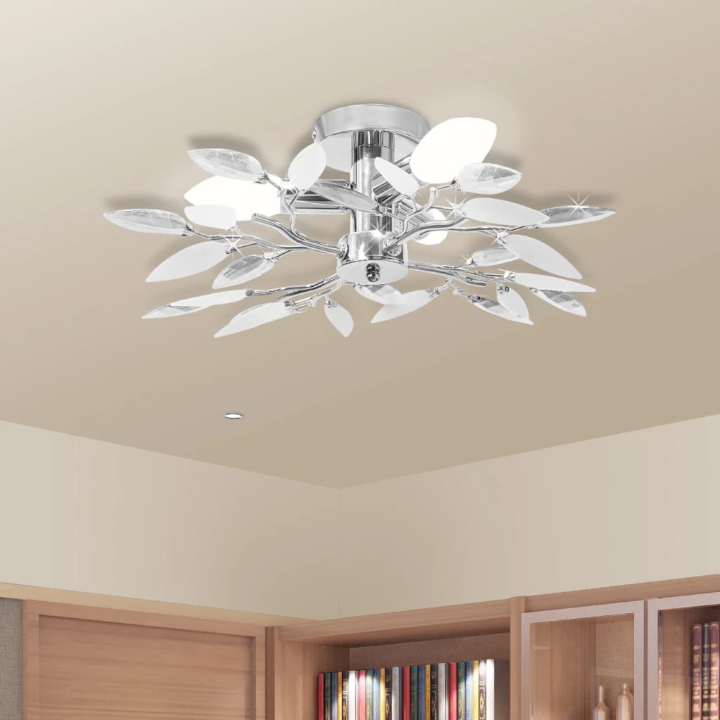 Acrylic Leaf Shaped Ceiling Light and Arm 3 E14 Bulbs