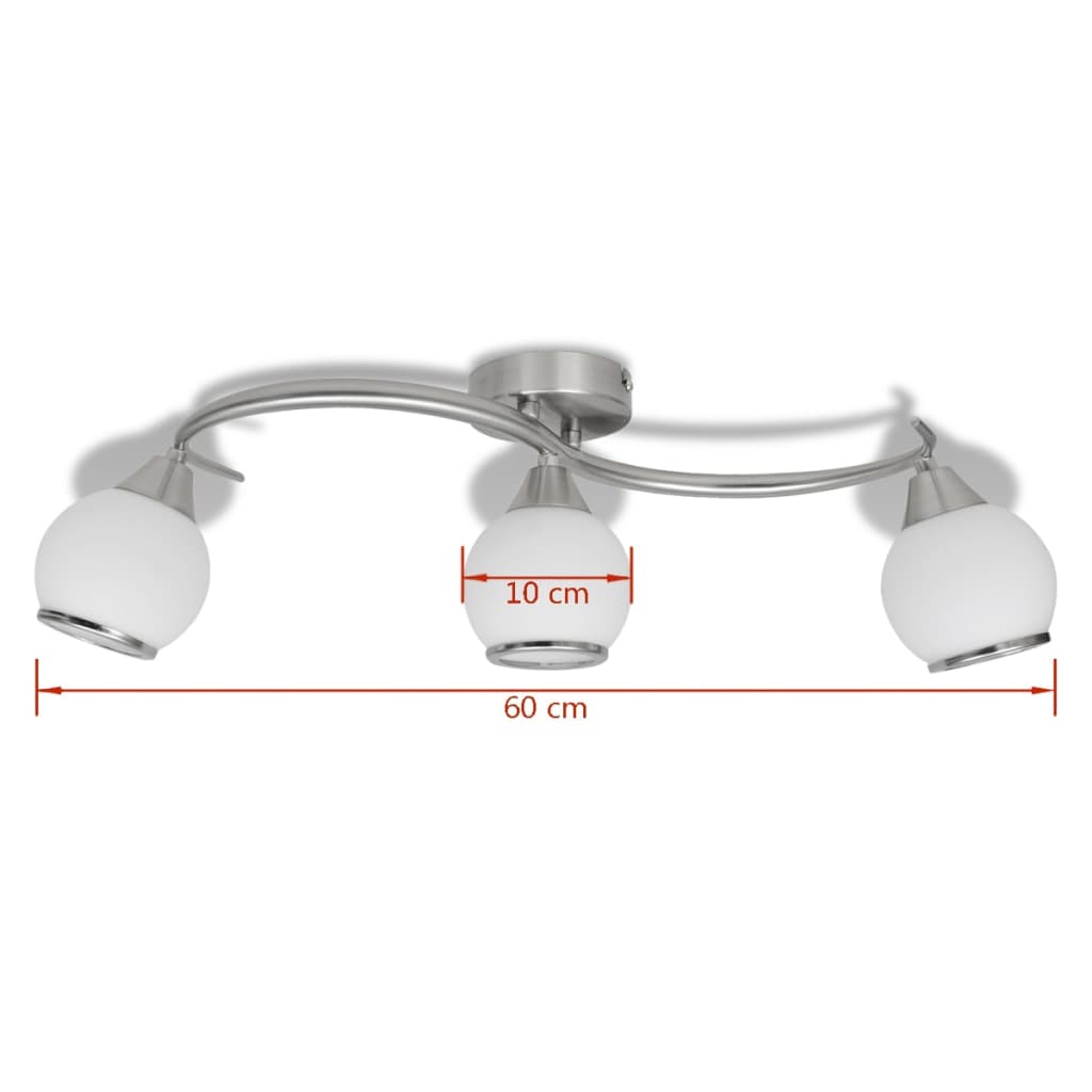 Plafonnier avec abat-jour en verre sur rail pour 3 ampoules E14