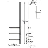 Échelle de piscine à 3 échelons Acier inoxydable 304 120 cm