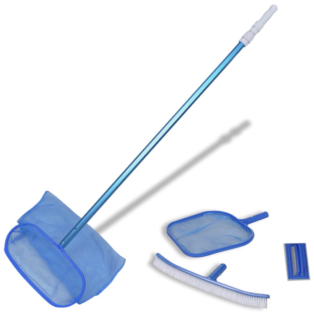 Pool maintenance kit with telescopic handle and brush