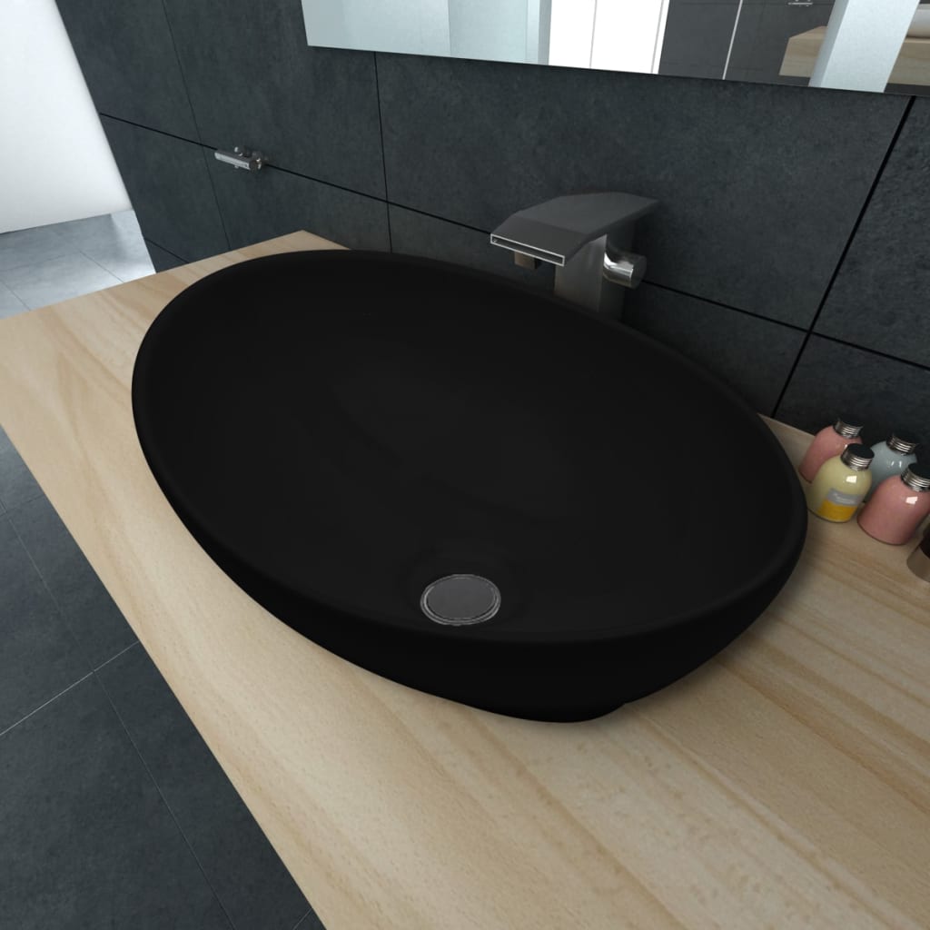 Lavabo ovale Céramique 40 x 33 cm Noir