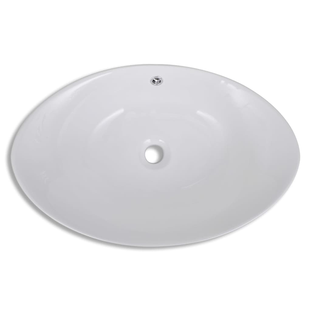 Lavabo ovale en céramique avec trop plein 59 x 38,5 cm