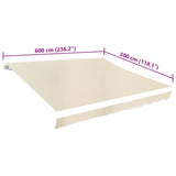 Toit d'auvent Toile Crème 6x3 m (Cadre non inclus)