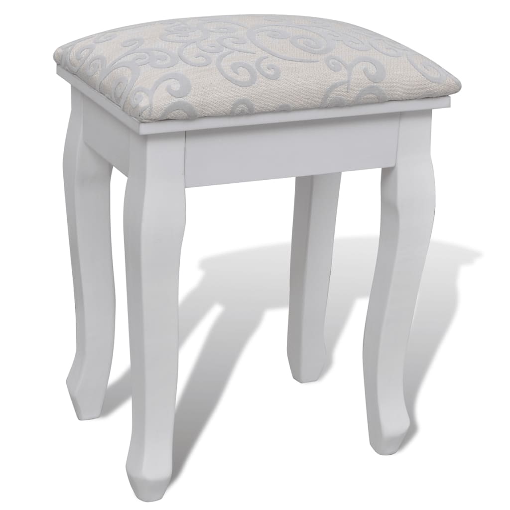 Coiffeuse avec miroir et tabouret 7 tiroirs Blanc