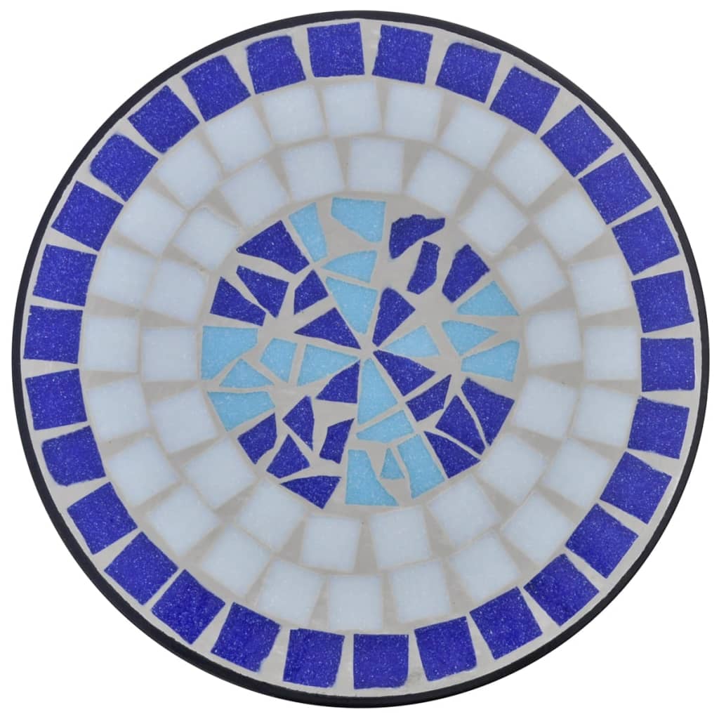 Blue and white mosaic side table