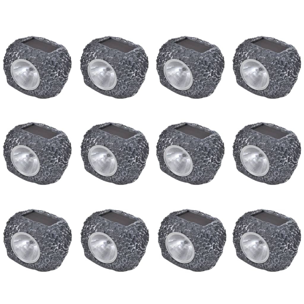 12pcs Stone Shape LED Solar Spotlights