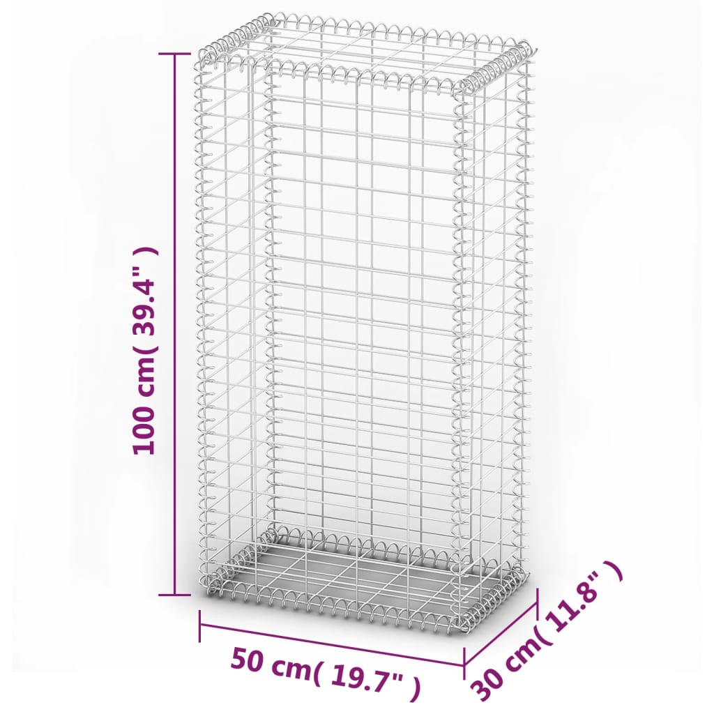 Gabion basket with lid Galvanized wire 100x50x30 cm