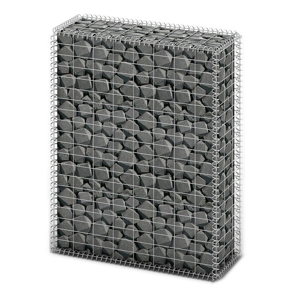 Panier de gabion avec couvercle Fil galvanisé 100 x 80 x 30 cm