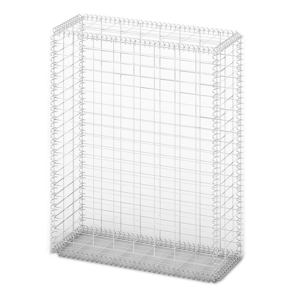 Panier de gabion avec couvercle Fil galvanisé 100 x 80 x 30 cm