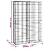 Gabion basket with lid Galvanized wire 150x100x30 cm