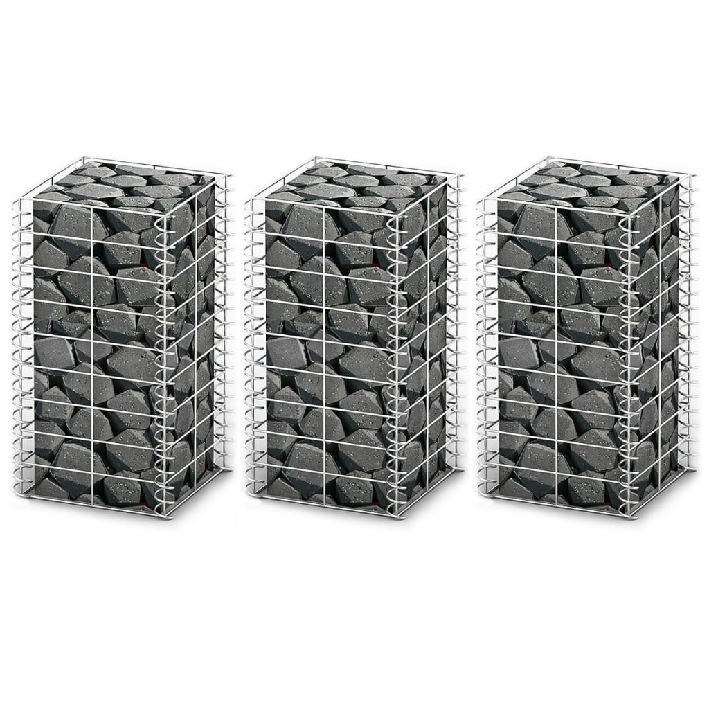 Gabion basket set 3 pcs Galvanized wire 25x25x50 cm