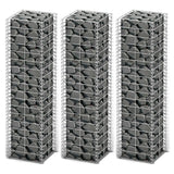 Gabion basket set 3 pcs Galvanized wire 25x25x100 cm