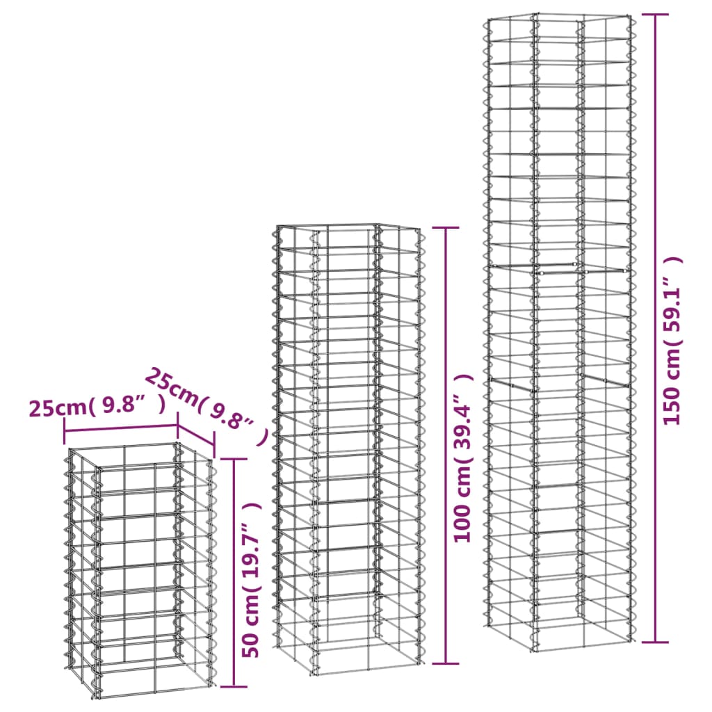 6 gabions en fil galvanisé