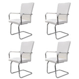 Cantilever dining chairs set of 4 white faux leather