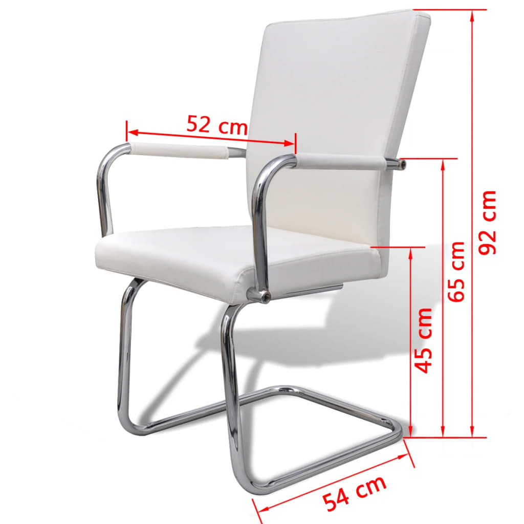 Cantilever dining chairs set of 4 white faux leather