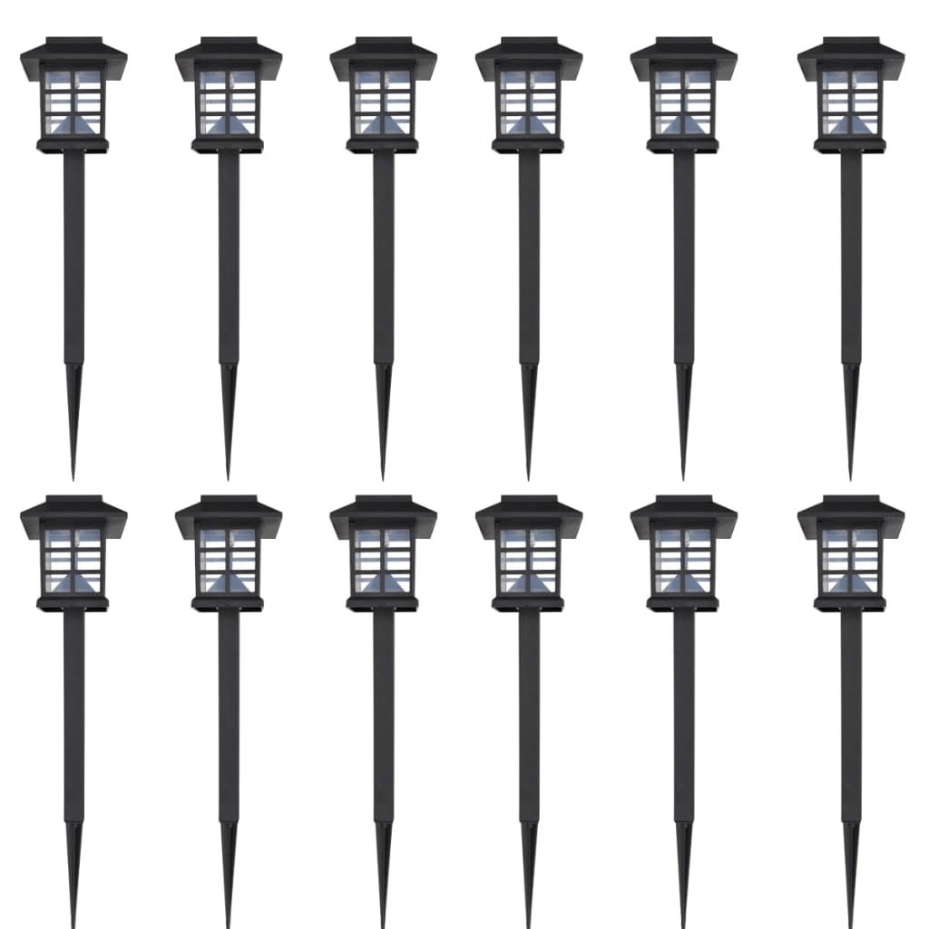 Ensemble de 12 lampes LED solaires avec piquet 8,6x8,6x38 cm