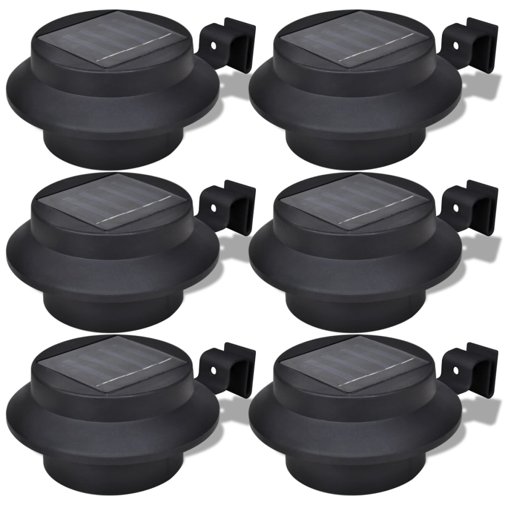 Lampes solaires 6 pcs pour clôture gouttière Noir