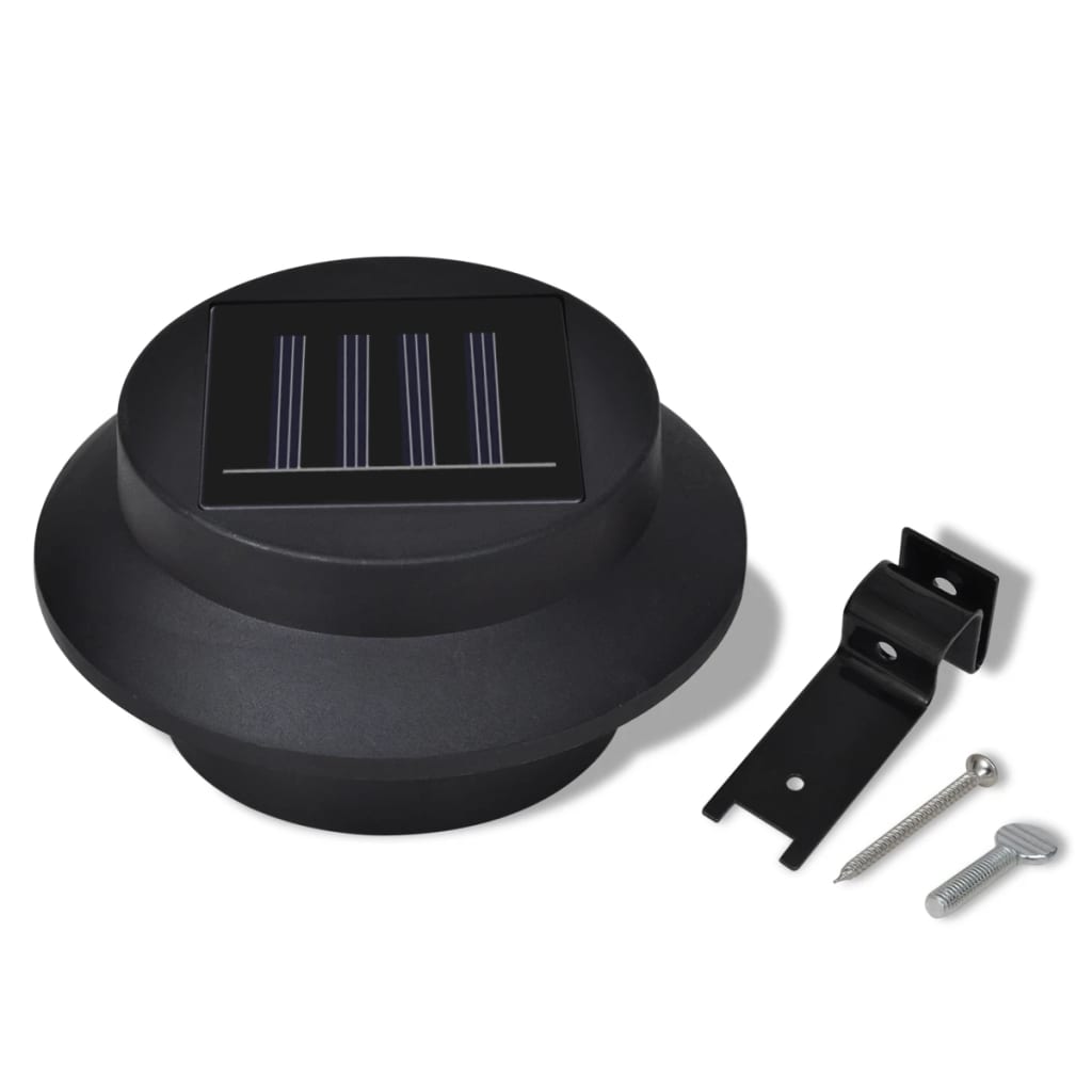 Lampes solaires 6 pcs pour clôture gouttière Noir