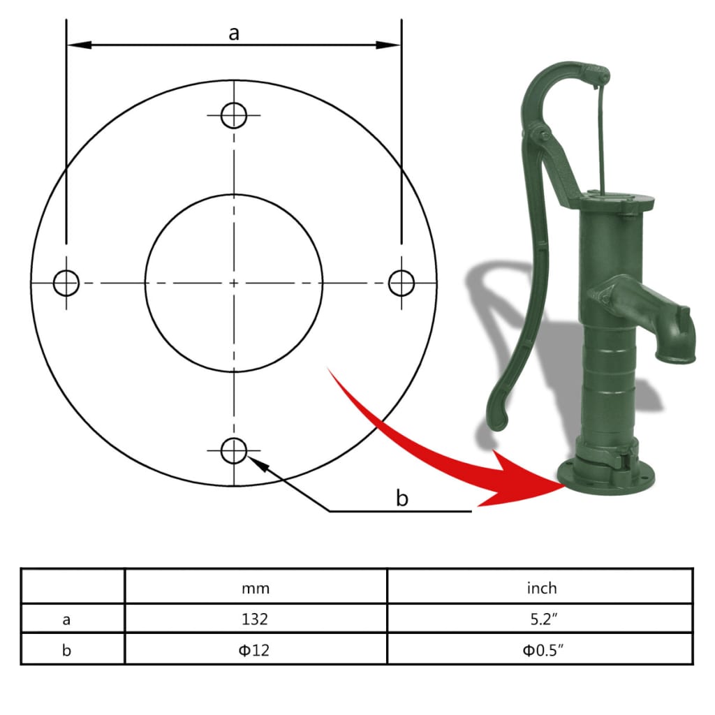 Garden water pump with cast iron stand