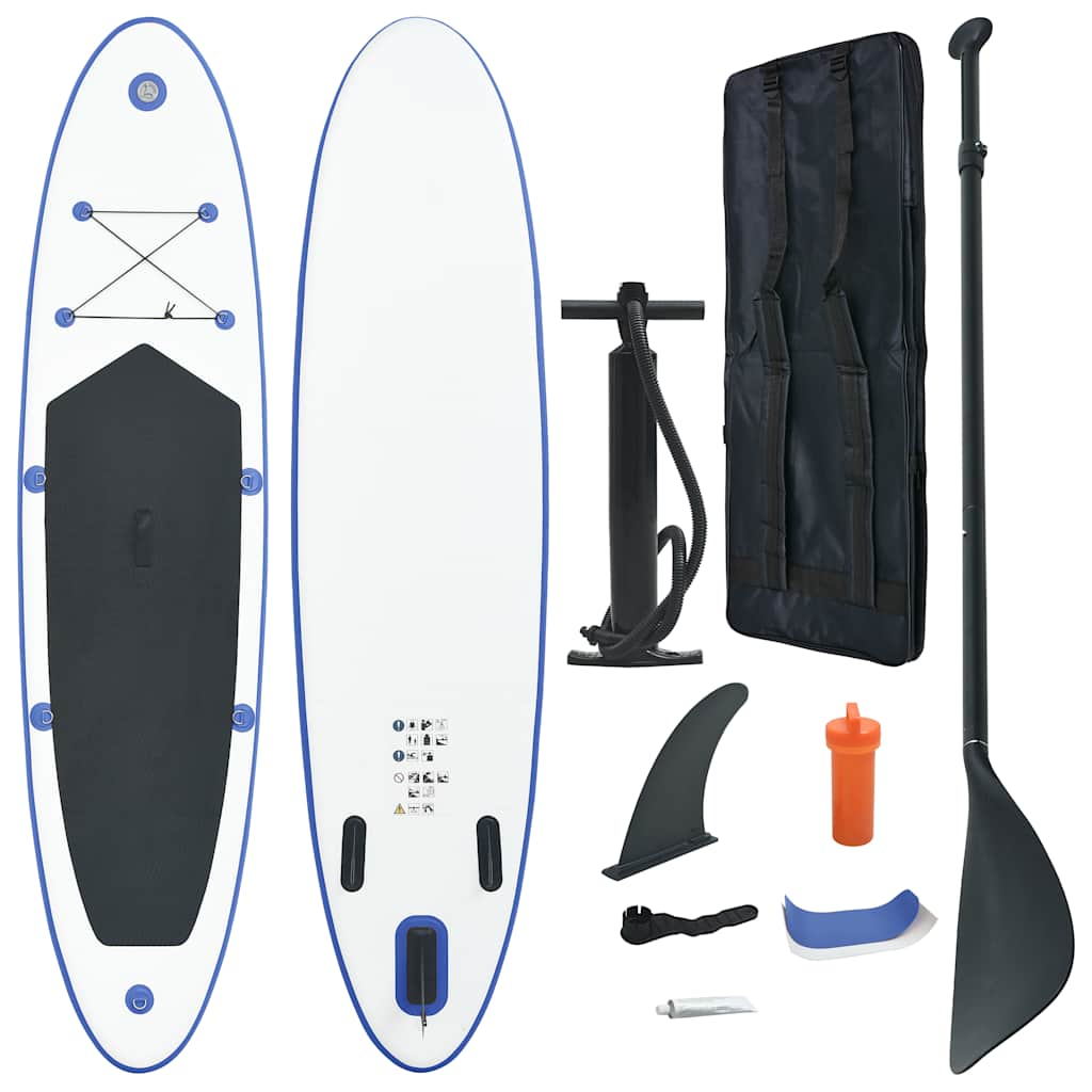 Blue and White Inflatable SUP Board Set