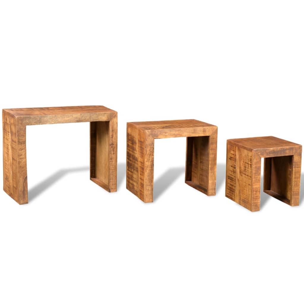 Table gigogne 3 pcs Bois massif de manguier