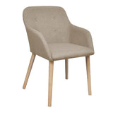 Chaises à manger lot de 2 beige tissu et chêne massif