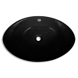 Lavabo ovale en céramique noir avec trop plein 59 x 38,5 cm