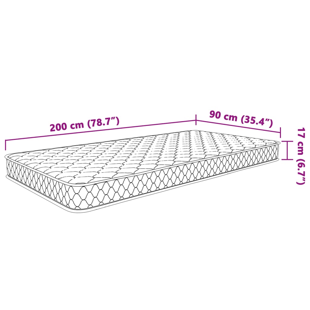 Matelas en mousse à mémoire de forme 200 x 90 x 17 cm