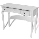 Table de console et coiffeuse avec 3 tiroirs Blanc