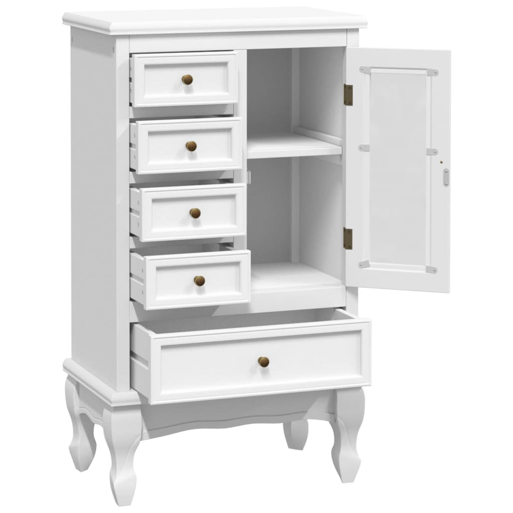 Armoire avec 5 tiroirs et 2 étagères Blanc