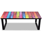 Table basse avec impression d'arc-en-ciel Dessus en verre