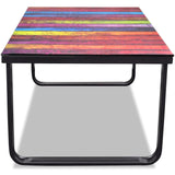 Table basse avec impression d'arc-en-ciel Dessus en verre