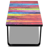 Table basse avec impression d'arc-en-ciel Dessus en verre