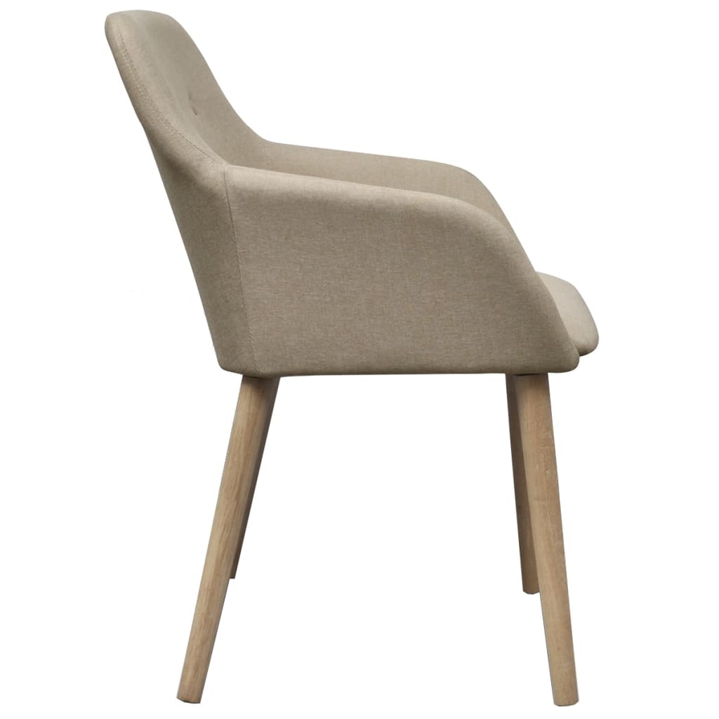 Chaises à manger lot de 4 beige tissu et chêne massif