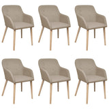 Chaises à manger lot de 6 beige tissu et chêne massif