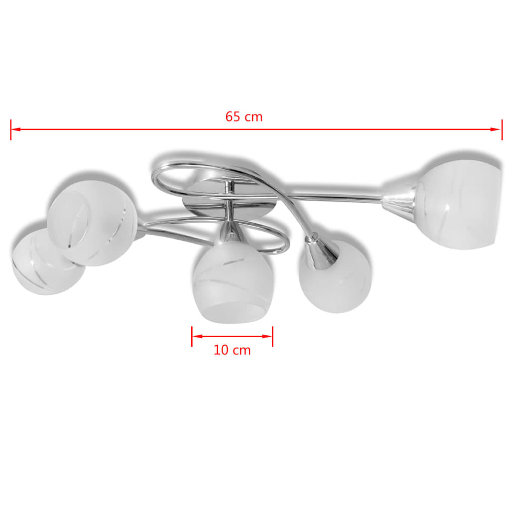 Plafonnier avec abat-jours en verre pour 5 ampoules E14