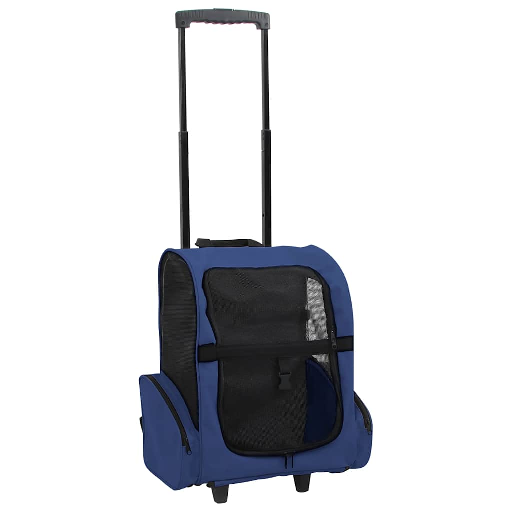 Chariot polyvalent pliable pour animaux de compagnie bleu