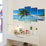 Set of printed wall canvases Beach with palm tree 200 x 100 cm