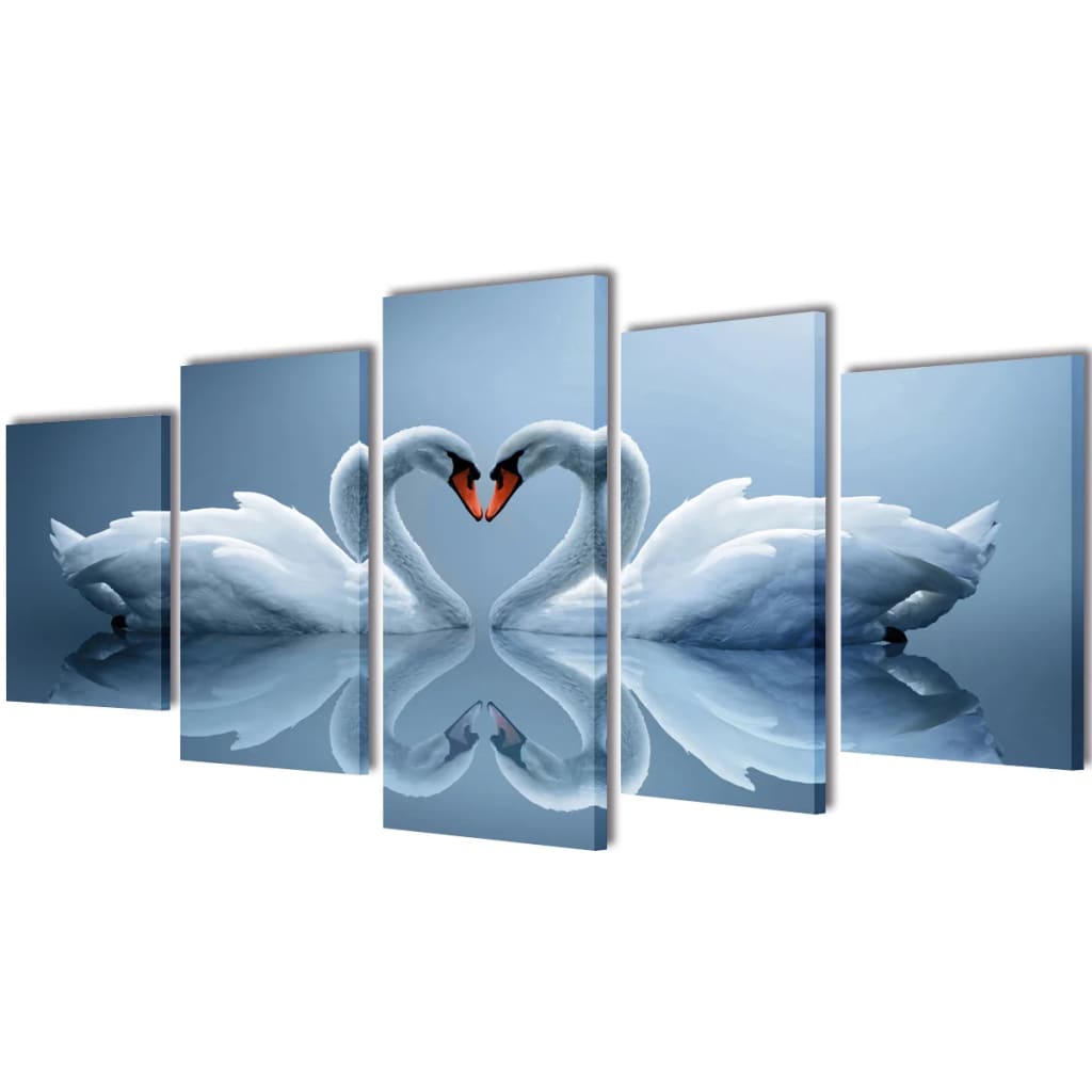 Set of printed wall canvases Swans 200 x 100 cm