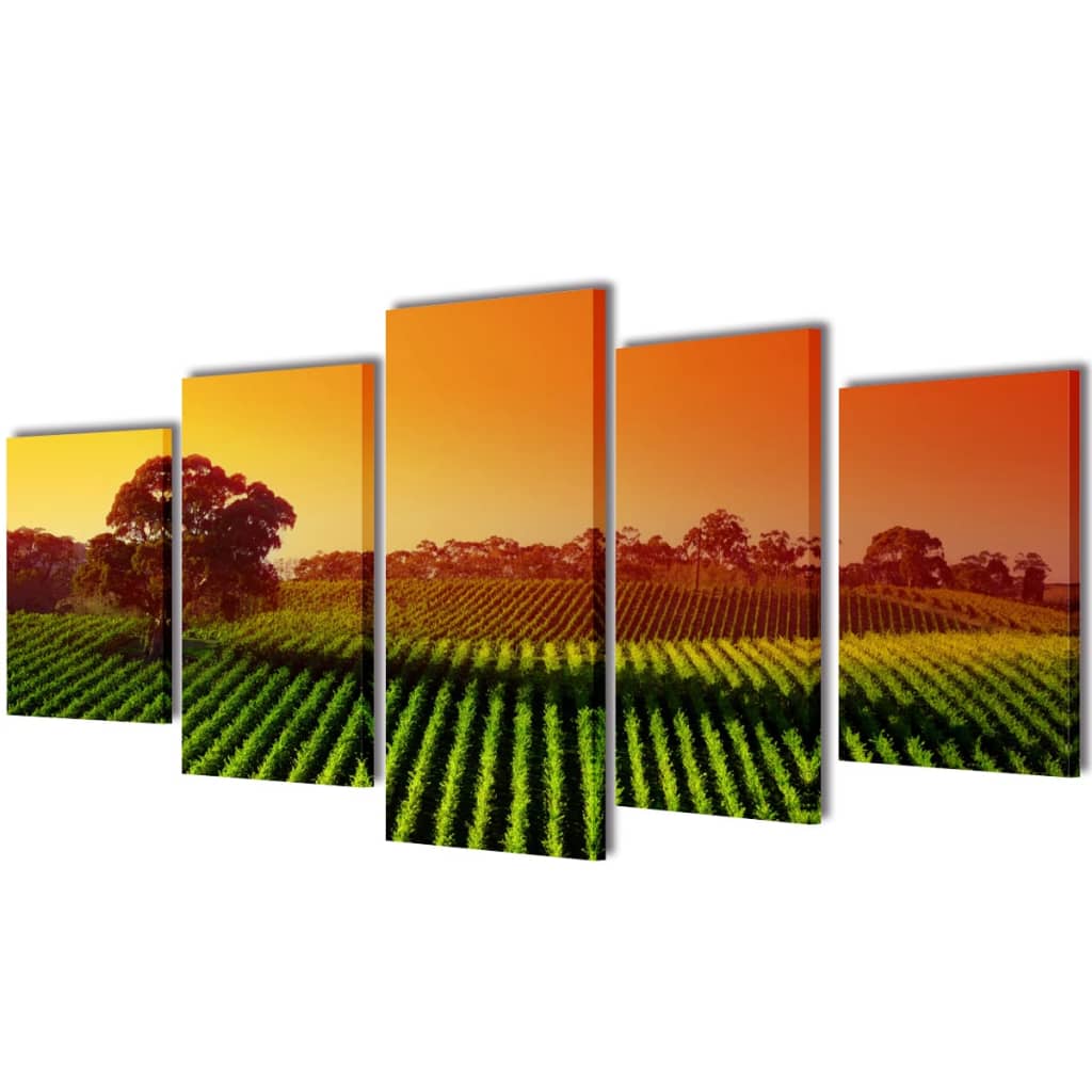 Set of printed wall canvases Champs 100 x 50 cm