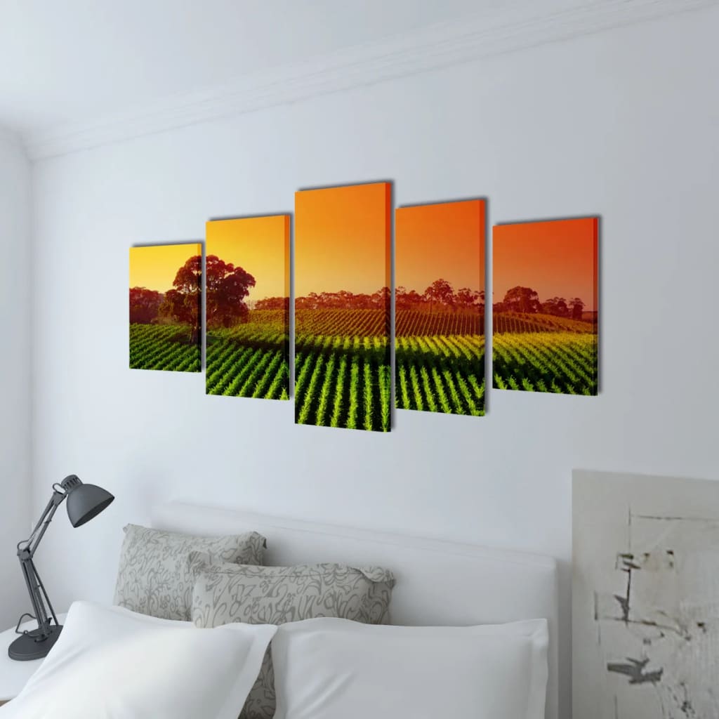 Set of printed wall canvases Champs 100 x 50 cm