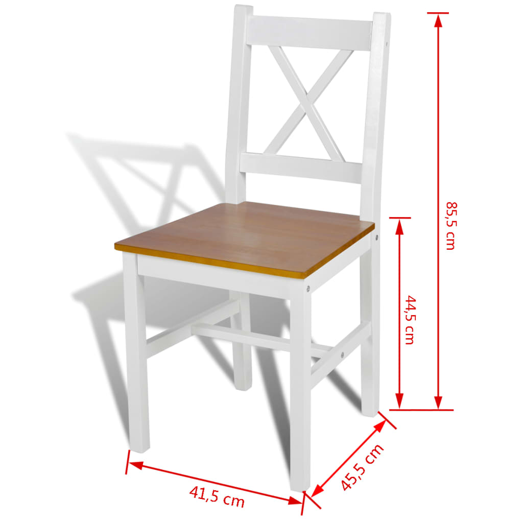 Esszimmerstühle 2er-Set aus weißem Kiefernholz