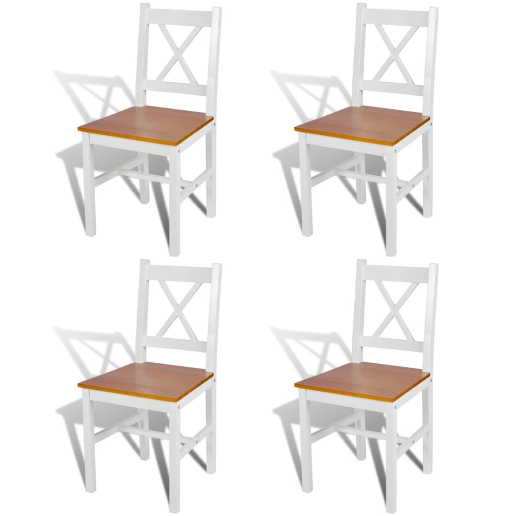 Chaises à manger lot de 4 blanc bois de pin