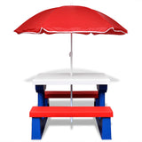 Table et bancs de pique-nique avec parasol pour enfants