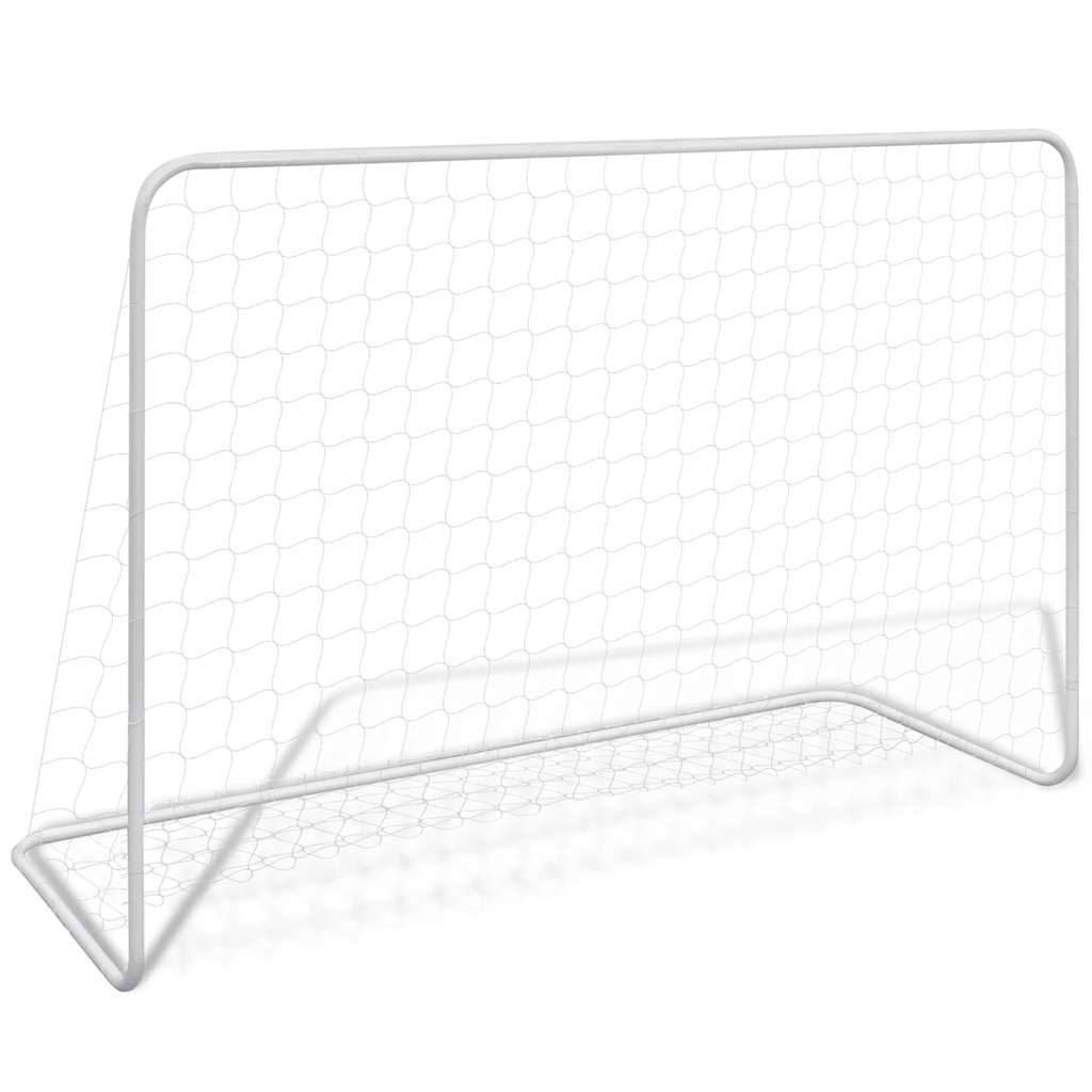 But de football avec filet 182x61x122 cm Acier Blanc